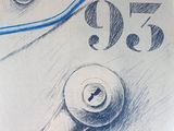 pencil drawing of a telephone receiver with a number on it