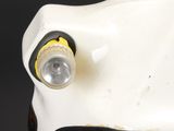 a close up of a helmet with a light on it