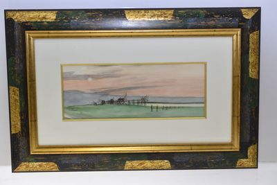 G. ARCADIAS, "Les Carrelets à YVES", aquarelle signée en bas… - Photo 1