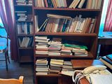 many books on the shelves in this room