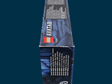 a box of toothpaste sitting on a blue surface