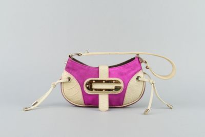 GUESS. Petit sac porté épaulé en simili et toile de coton vi… - Photo 1