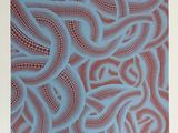 an image of a blue and red painting with circles on it