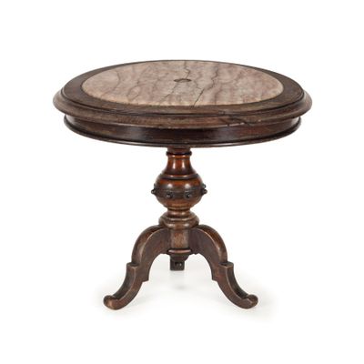 MODÈLE DE TABLE À OREILLES EN NOYER ET MARBRE, FIN DU 19E SI… - Photo 1