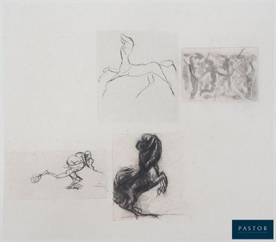 croquis d'une femme et d'un cheval réalisés par un homme à cheval