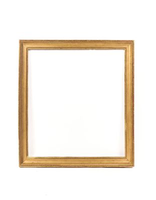 an empty gold frame on a white background