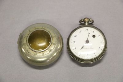 MONTRE de gousset en argent à mouvement au coq, cadran émail…