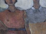 painting of a man and a woman standing next to each other