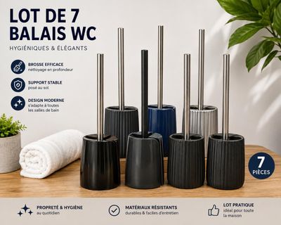Lot de 7 brosses de WC et porte-brosses de WC