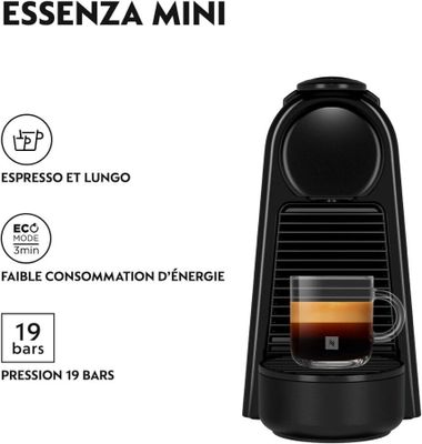 neso mini coffee machine with milk frother in black