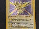 a close up of a pokemon card on a table
