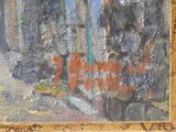 a painting on the wall of a building that has graffiti on it