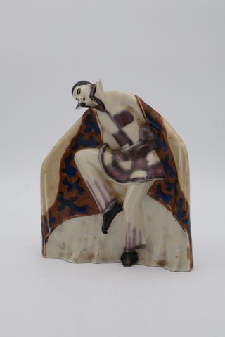 THARAUD. Limoges. Veilleuse Art Déco en porcelaine à émaux coloré...
