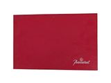 a close up of a red folder on a white background