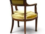 an image of a chair with a yellow upholstered seat