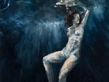 un tableau représentant une femme flottant dans l'eau
