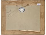 an old photo of a piece of paper with a stamp on it