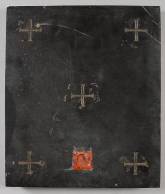 an image of a black box with a red stamp on it