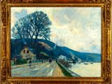 une image représentant un tableau représentant une route au bord de l'eau