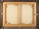 an image of a wooden frame with a picture in it