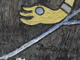 a picture of a painting of a person holding a baseball bat