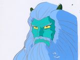 animation animation production cel of a man with a blue beard and a green face
