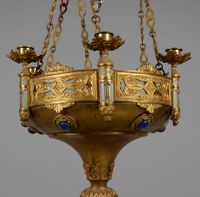 Lampe de sanctuaire en bronze partiellement émaillée, à cabo… (photo 2)