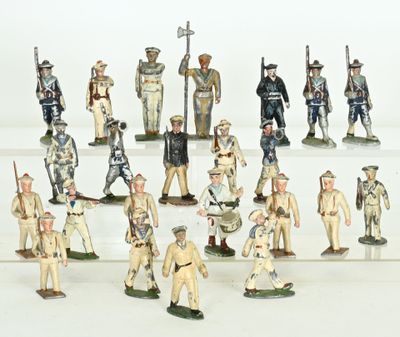 a lot of figurines of soldiers that are on display