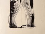 an image of a black and white drawing of a woman ' s face
