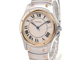 cartier ladies ' s watch with two tone steel bracelet and roman numerals