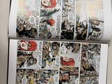 a picture of a comic book open on a table