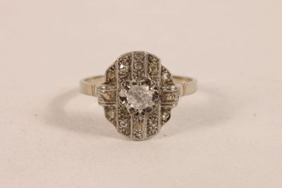 Bague en or gris 750 ‰ et platine sertie d'une pierre d'imit… - Photo 1