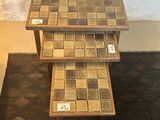 two tables that are stacked on top of each other