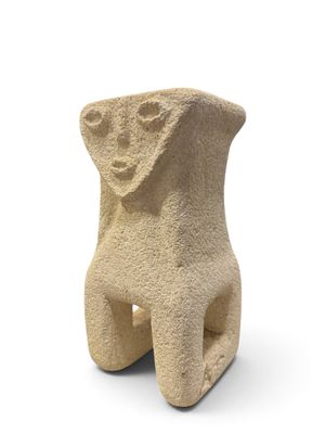une image représentant une statue en pierre représentant un chien sur fond blanc