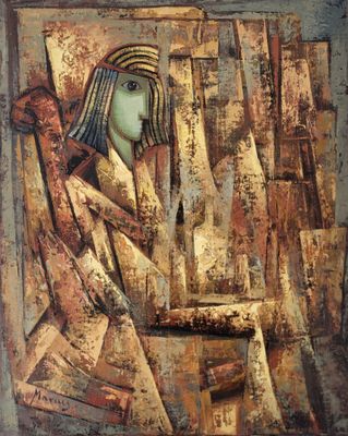 une image d'un tableau représentant une femme assise sur une chaise