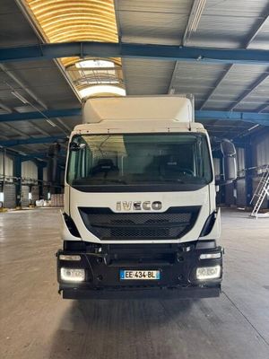 a truck that is parked inside of a building