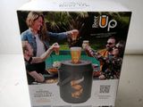 a box with a picture of a group of people drinking beer