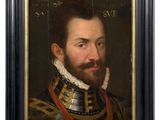 a painting of a man with a beard wearing a suit of armor