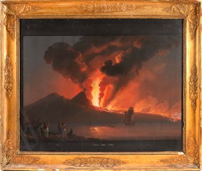 DE VITO Camillo (1790-1835) : "Éruption du Vésuve 1794", gouache sur p - Photo 1