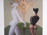 a painting of two women standing next to each other