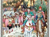 an image of a painting of a group of people riding horses