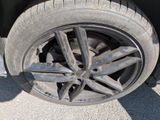 a close up of a tire on a vehicle