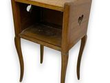 an image of a small wooden table with a drawer underneath it