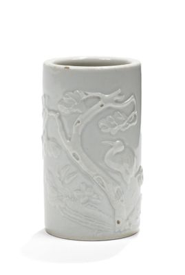 CHINE VASE cylindrique en porcelaine à glaçure monochrome bl…