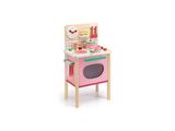ensemble de cuisine en bois pour enfants avec four rose, table et chaises