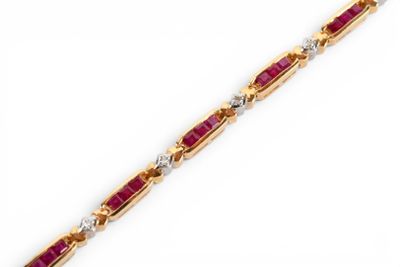 BRACELET articulé en or jaune 750 millièmes griffé de 12 pet…