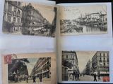 several old photos of people walking down a street in a book
