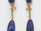 a pair of lapis and gold earrings