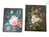 tableau représentant un panier de fleurs posé sur une table, à côté d'un autre tableau représentant un panier de fleurs posé sur une table