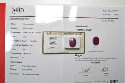 un certificat sur lequel figure l'image d'un diamant rouge